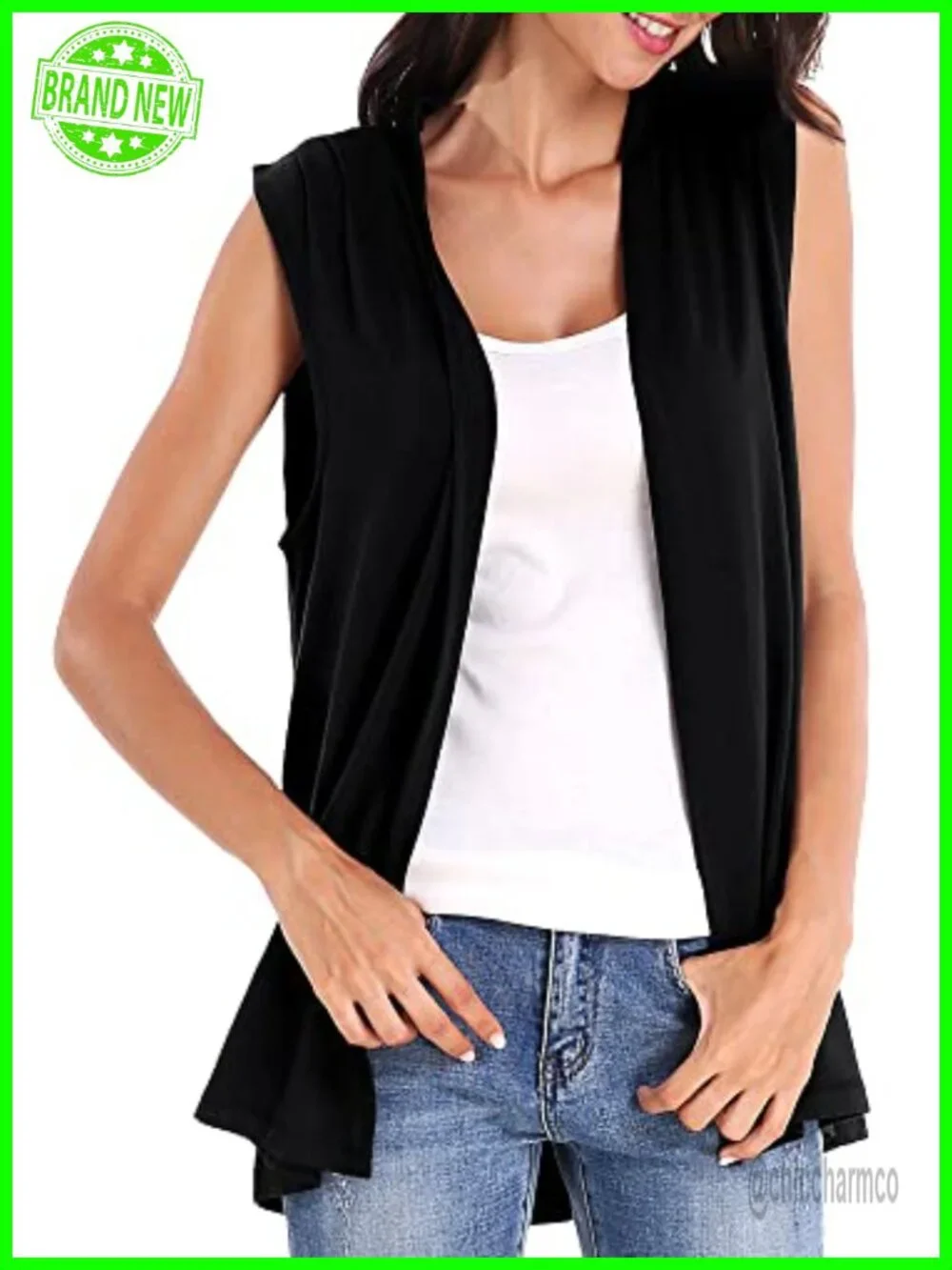 Sleeveless Open Front Cardigan Vest Lightweight Loose Fit Cool Coat